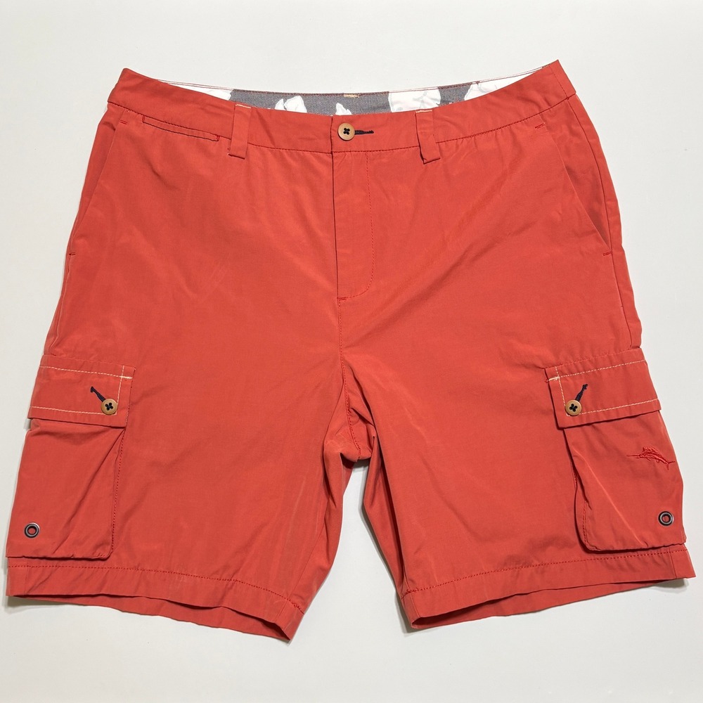 Tommy Bahama Mens Relax Cargo Shorts Sz 36 Orange Island Tropical Beach Vacation